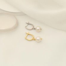 Nox Jewelry 925 Ayar Gümüş Creamrose Tatlısu Incisi Küpe-7mm