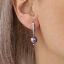 Nox Jewelry 925 Ayar Gümüş Taş Detaylı Tavuskuşu Tatlısu Incisi KÜPE-10MM