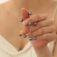 Nox Jewelry 925 Ayar Gümüş Siyah Tavuskuşu Tatlısu Incisi Kolye-9mm
