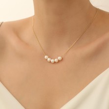 Nox Jewelry 925 Ayar Gümüş Cream Tatlısu Incisi Kolye-8mm
