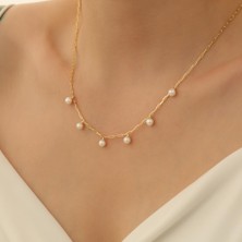 Nox Jewelry 925 Ayar Gümüş Sallantılı White Tatlısu Incisi Kolye-6mm