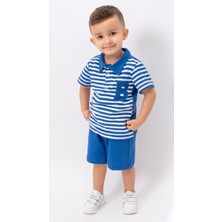 Zimboo Erkek Bebek Çizgi Baskılı Lakost Kumaş 2 Li Şortlu Alt Üst  Takım