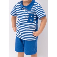 Zimboo Erkek Bebek Çizgi Baskılı Lakost Kumaş 2 Li Şortlu Alt Üst  Takım