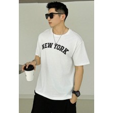Only Trendwear  Erkek New York Baskılı Oversize Tshirt