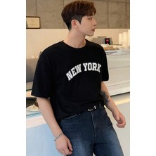 Only Trendwear  Erkek New York Baskılı Oversize Tshirt