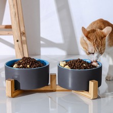 Shanhua Shop Çift Ahşap Çerçeve Stili Kendinden Montajlı Seramik Çift Kedi Kase Köpek Kase Pet Besleme Su Kase Kedi Yavrusu Besleyici Ürün Malzemeleri Evcil Hayvan Maması ve Su Kaseleri (Yurt Dışından)