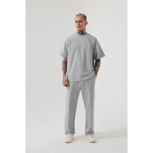 Yakamel Erkek Oversize Kısa Kollu Penye Pijama Takımı