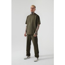 Yakamel Erkek Oversize Kısa Kollu Penye Pijama Takımı