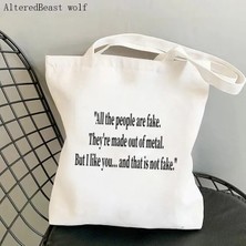 Songli B4674 Kadın Alışveriş Çantası Çok Aç Tırtıl Kanvas Tote Çanta Harajuku Alışveriş Kanvas Alışveriş Çantası Kız Noel Tote Omuz (Yurt Dışından)