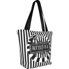 Songli Stil 3 33X28X18 cm Beetle Worm Beetlejuice Alışveriş Çantası Kadın Kanvas Omuz Çantası Taşınabilir Tim Burton Korku Filmi Bakkal Alışveriş Çantaları (Yurt Dışından)