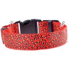 Shanhua Shop Kırmızı Stil M Boyutu LED Leopar Köpek Tasması Aydınlık Gece Güvenlik Işığı-Up Yanıp Sönen Parlayan Köpek Tasması Mascotas Pet Yavru Kedi Köpek Tasmaları Aksesuarları (Yurt Dışından)