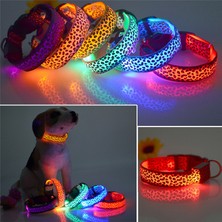 Shanhua Shop Kırmızı Stil M Boyutu LED Leopar Köpek Tasması Aydınlık Gece Güvenlik Işığı-Up Yanıp Sönen Parlayan Köpek Tasması Mascotas Pet Yavru Kedi Köpek Tasmaları Aksesuarları (Yurt Dışından)