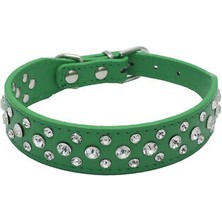 Shanhua Shop Yeşil Stil Xxs Pet Rhinestone 2.5cm Kristal Yaka Genişliği Kedi Köpek Deri Bling Pu Diamante (Yurt Dışından)