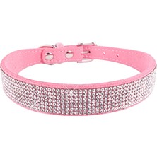 Shanhua Shop Siyah Stil L Boyutu Süet Fiber Kristal Köpek Tasması Rahat Glitter Rhinestone Köpek Tasmaları Çinko Alaşım Toka Yaka Küçük Köpekler Kediler Için Xx (Yurt Dışından)