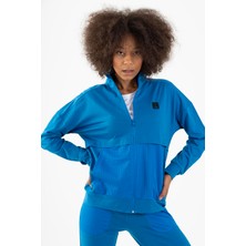 Maraton Comfort Kadın Dik Yaka  Saks Tracktop