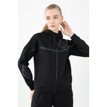 Maraton Regular Kadın Kapüşonlu  Siyah Tracktop