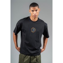 Maraton Oversize Erkek Bisiklet Yaka  Siyah- T-shirt