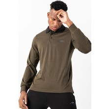 Maraton Regular Erkek Polo Yaka  Haki Sweatshirt