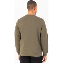 Maraton Sportswear Comfort Erkek Bisiklet Yaka  Takma Kol Basic Açık Haki Sweatshirt 21836