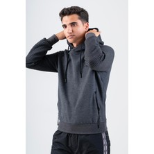 Maraton Regular Erkek Kapüşonlu  Siyah Sweatshirt