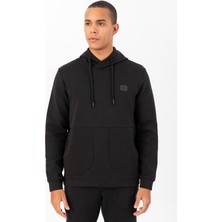 Maraton Regular Erkek Kapüşonlu  Siyah Sweatshirt