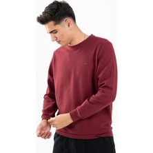 Maraton Regular Erkek Bisiklet Yaka  Bordo Sweatshirt