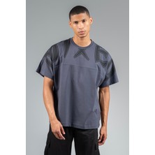 Maraton Oversize Erkek Bisiklet Yaka  Antrasit- T-shirt