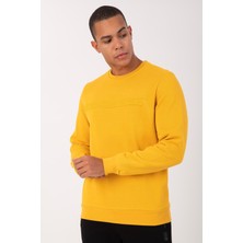 Maraton Comfort Erkek Bisiklet Yaka  Sarı Sweatshirt
