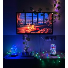 Artistix Sevgiliye Hediye Kırmızı Gül Rgb Peri LED Işıklı Aşk Fanusu Lamba Usb'li Yapay Çiçek Dekoratif Aydınlatma Hediyelik