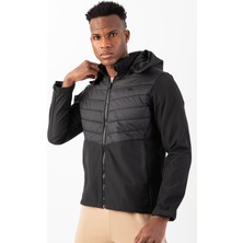 Maraton Sportswear Regular Erkek Kapşonlu  Takma Kol Outdoor Siyah Ceket 21797