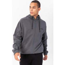 Maraton Oversize Erkek Kapüşonlu  Antrasit Eşofman Üstü