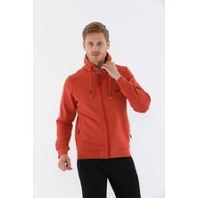 Maraton Regular Erkek Kapüşonlu  Kiremit-Siyah Tracktop