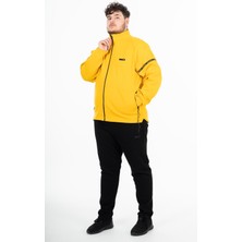 Maraton Büyük Beden Erkek Hakim Yaka Dar Paça Sarı Eşofman Takımı