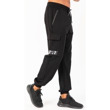 Maraton Oversize Erkek  Lastik Paça Siyah- Eşofman Altı