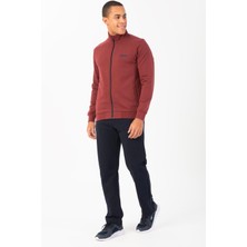 Maraton Sportswear Comfort Erkek Dik Yaka Düz Paça Reglan Kol Basic Bordo Eşofman Takımı 21848