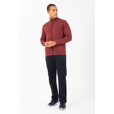 Maraton Sportswear Comfort Erkek Dik Yaka Düz Paça Reglan Kol Basic Bordo Eşofman Takımı 21848