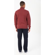 Maraton Sportswear Comfort Erkek Dik Yaka Düz Paça Reglan Kol Basic Bordo Eşofman Takımı 21848