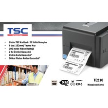 Tsc TE210 Barkod Etiket Yazıcı 203DPI, USB + Ethernet + RS232 + USB 99-065A301-00LF0L