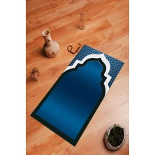 Napoli Home Dijital Baskılı Kaymaz Yıkanabilir (70X130) Hediyelik Namazlık Seccade, N-Seccade-06-Mavi,