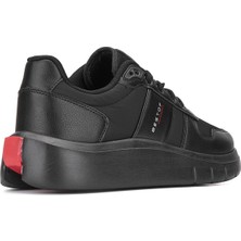 Bestoff Erkek Mükemmel Kalıp Siyah Kırmızı Kalın Taban Comfort Sneaker