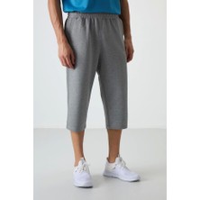 Joma Tommy Lıfe Gri Melanj Pamuklu Yumuşak Dokulu Standart Fit Nakışlı Erkek Kapri - 83102