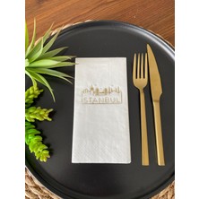 Kidspartim Gold Yaldızlı Beyaz Istanbul Peçete 16 Adet