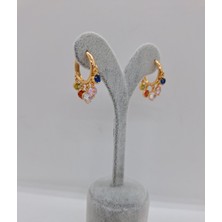 Stainless Steel Çelik Renkli Taşlı Shakıra Küpe