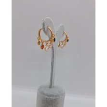 Stainless Steel Çelik Renkli Taşlı Shakıra Küpe