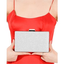 Biçanta Gümüş Lame Renk Simli Abiye Çanta Gece Çantası Nişan Düğün Çantası