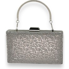 Biçanta Lazer Desenli Metal Saplı  Abiye Çanta Gece Çantası Düğün Nişan Nikah Portföy