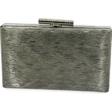 Biçanta Antrasit Gri Renk Lazer Su Yolu Desenli Abiye Çanta Gece Çantası Düğün Nişan Kına Çantası