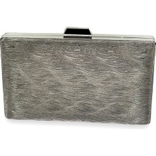 Biçanta Antrasit Gri Renk Lazer Su Yolu Desenli Abiye Çanta Gece Çantası Düğün Nişan Kına Çantası