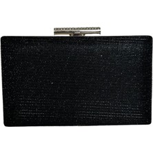 Biçanta Siyah Renk Simli Abiye Çanta Gece Çantası Nişan Düğün Çantası El Çantası