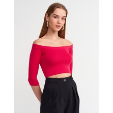 Dilvin 30937 Omuzları Açık Top-Fuşya
